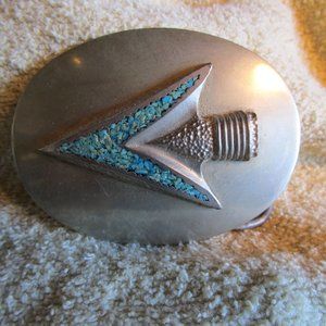Vintage Silver/Turquoise Belt Buckle w/Arrowhead